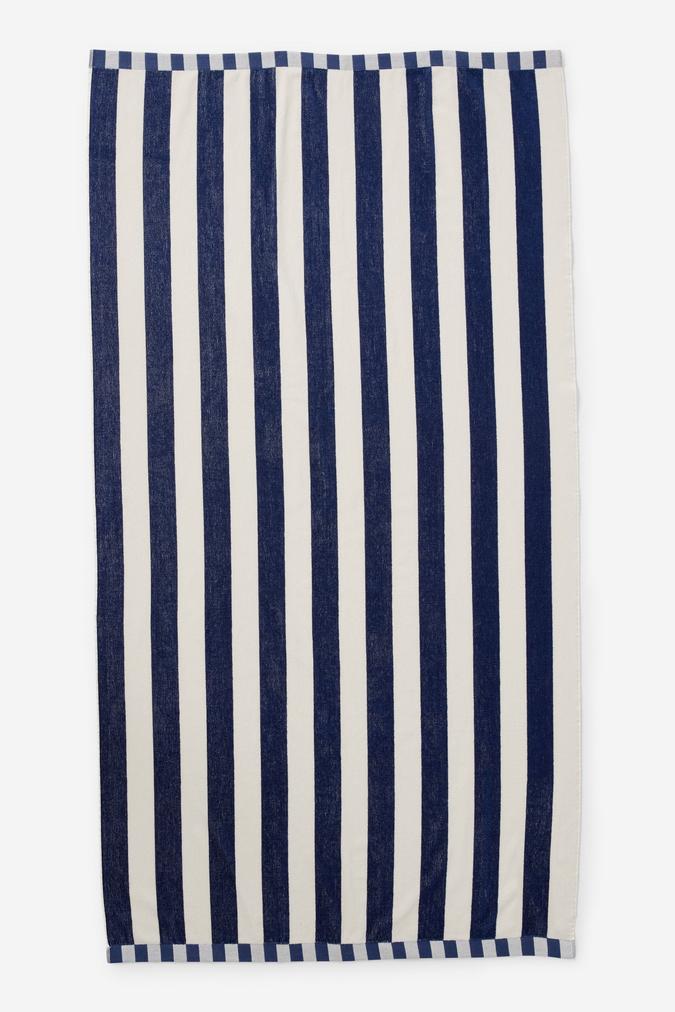 Capri Cotton Beach Towel - Classic Stripe Ocean Water Coconut Milk