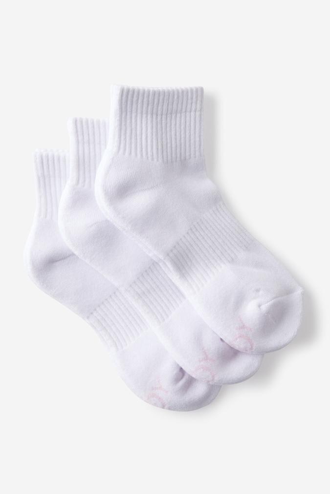 Body Qtr Crew Sock 3Pk - White Solid