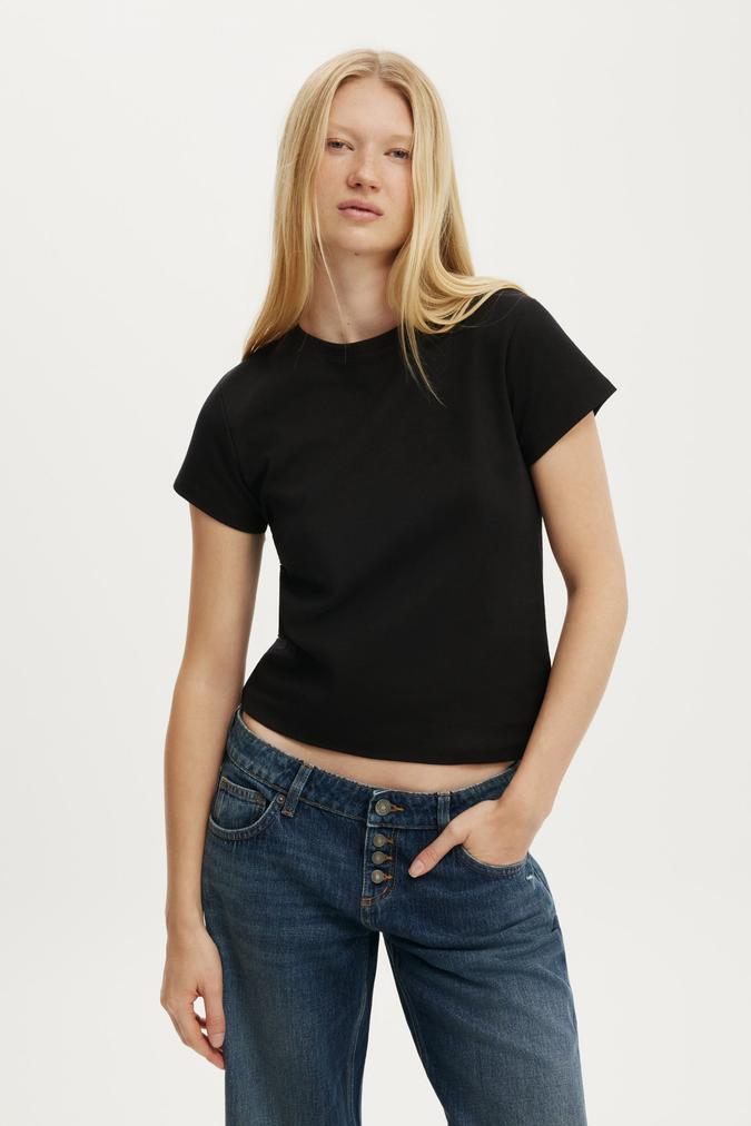 90 S Baby Tee - Black