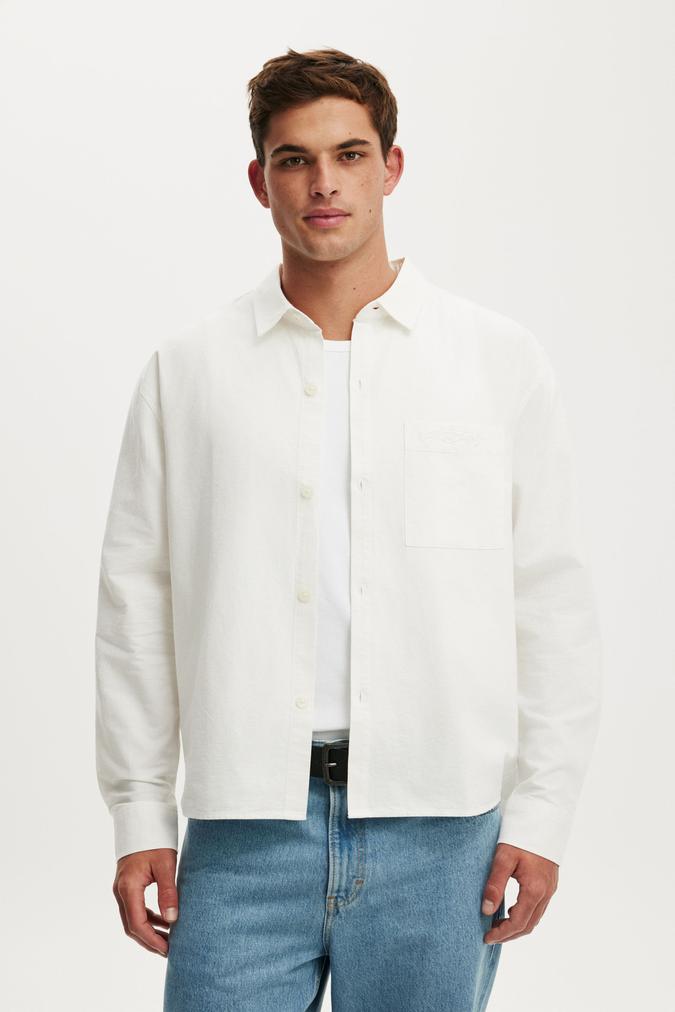 Bedford Long Sleeve Shirt - White Emb