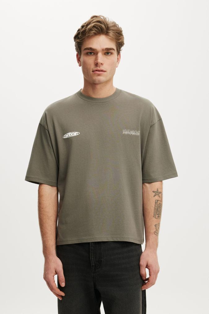Cropped Fit Graphic T-Shirt - Slate Stone / Alter