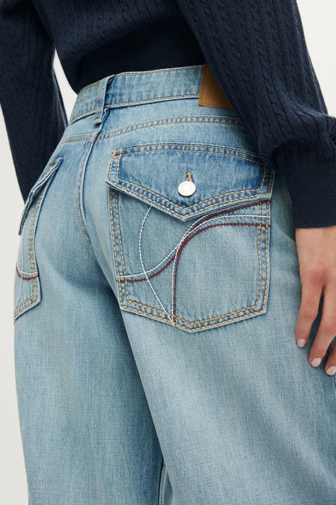 Low Rise Wide Jean - Fairlight Blue Stitch