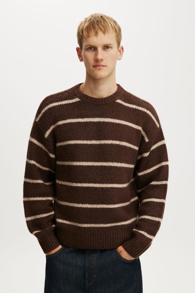 Super Soft Boxy Sweater - Chocolate Stripe