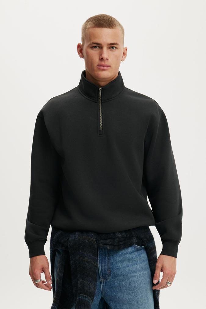 1/4 Zip Fleece - Washed Black