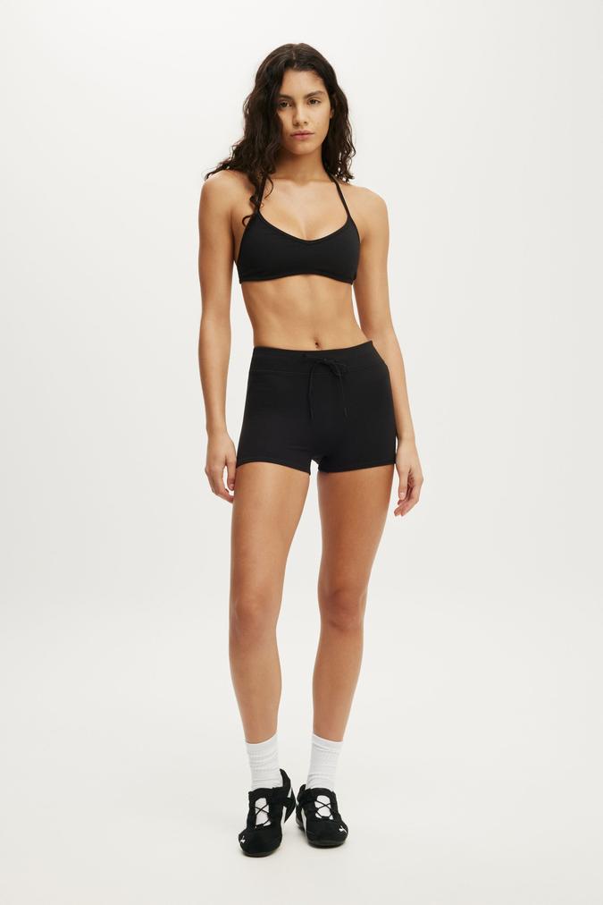 Ultra Soft Tie Front Micro Short - Black