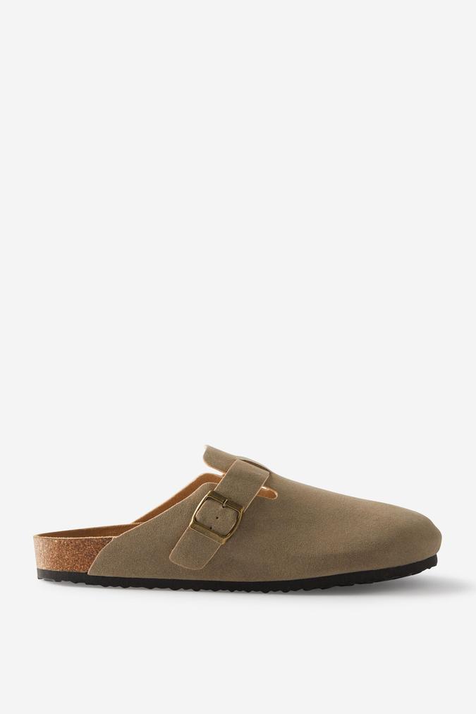 Closed Toe Buckle Slide - Taupe