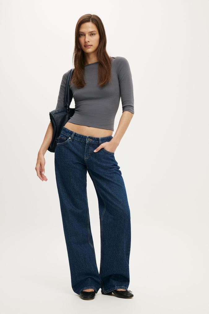 Low Rise Straight Jean - Gemini Blue Pocket