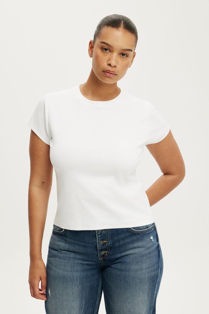 90 S Baby Tee - White